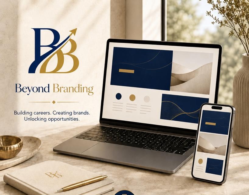 Beyond Branding website and automation mockups on laptop and phone