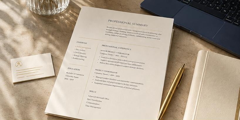 Professional CV and workspace styled by Beyond Branding